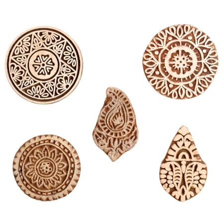 Set of 5 Piece New Mix Wooden Printing Block